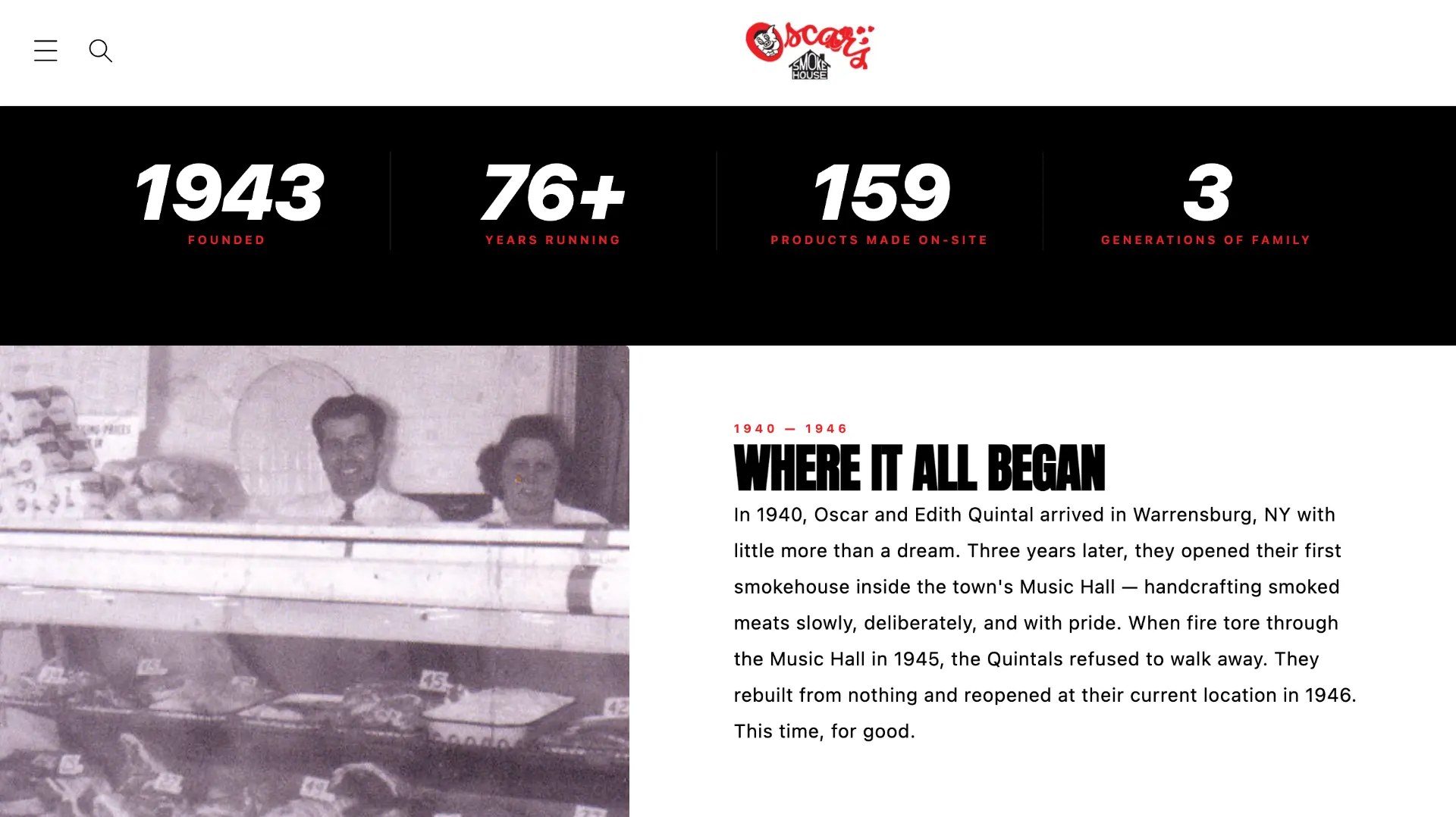 Oscar's Smokehouse — Story hierarchy & content flow